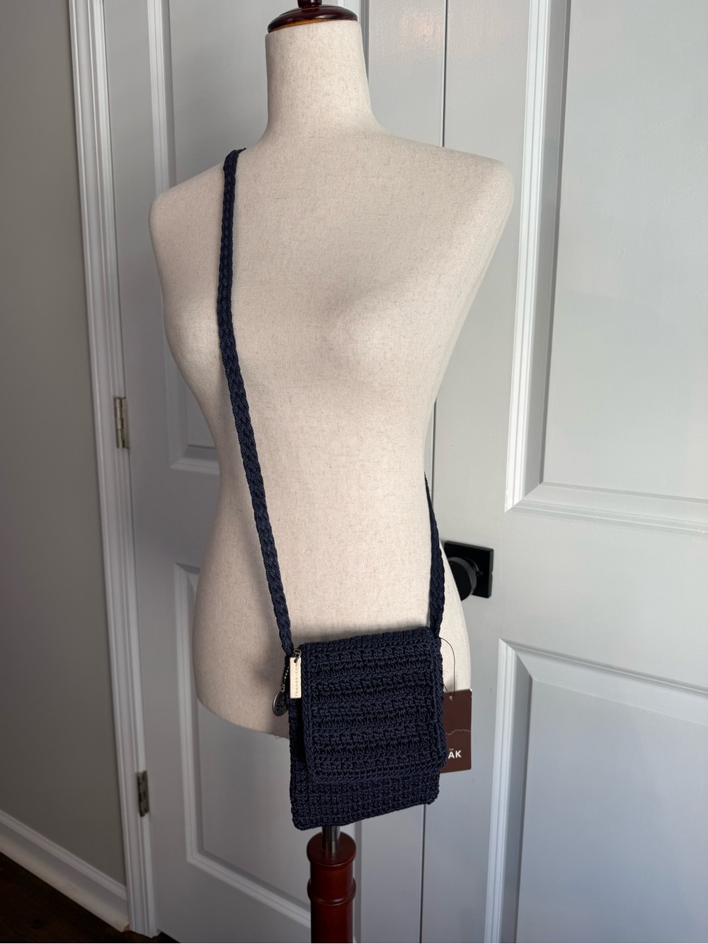 The Sak Women’s Crossbody Crochet Small Front Flap Bag Blue NWT
